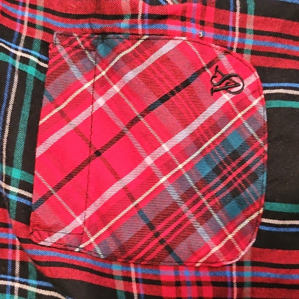 Victorias Secret Dreamer Collared Long Sleeve Flannel Pajama Multi Red Tartan XS - Picture 9 of 12